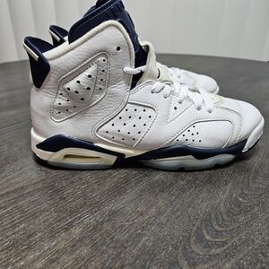Womens Air Jordan 6 VI Retro GS White/Midnight Navy